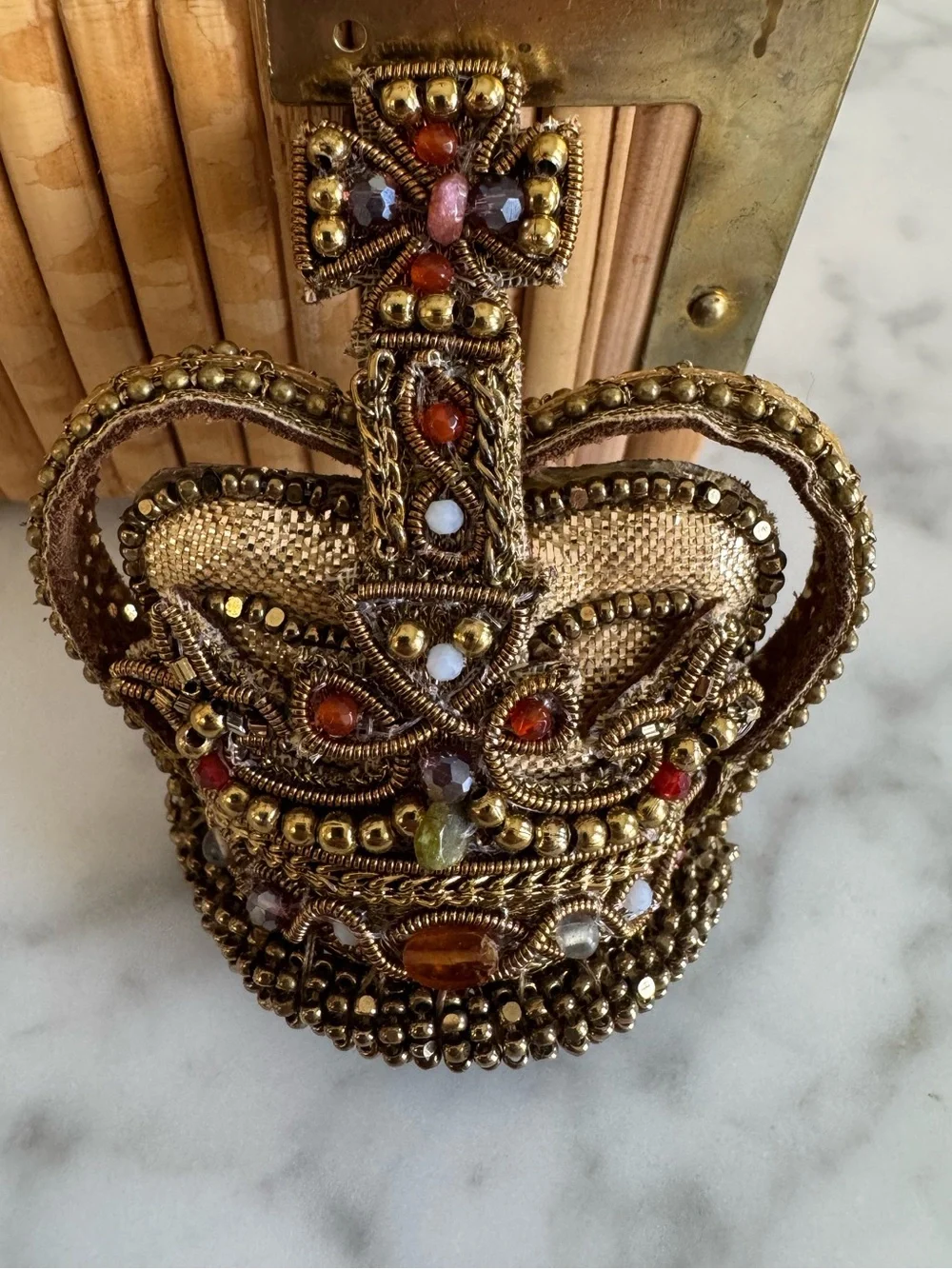 Deepa Gurnani Jeweled Crown Brooch NWOT